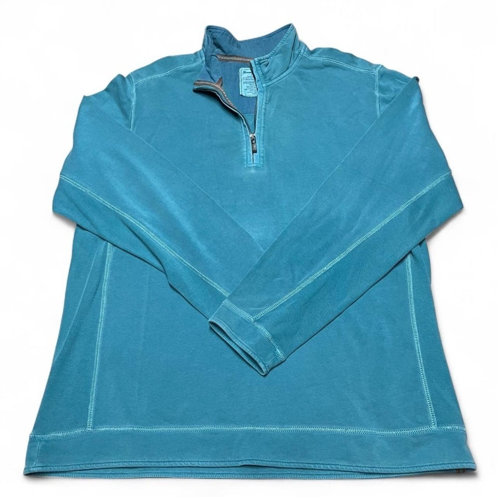 Tommy Bahama Pullover Mens XL Teal Quarter Zip Cotton Stretch Jersey Casual